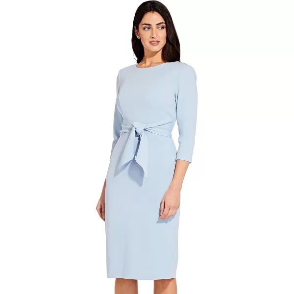 Adrianna Papell Womens Bow Sheath Dress with Three Quarter SleevesBlue Mist