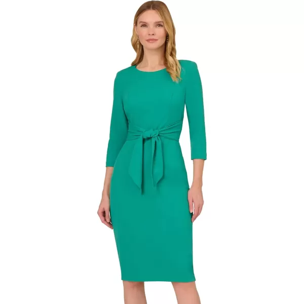 Adrianna Papell Womens Bow Sheath Dress with Three Quarter SleevesBotanic Green