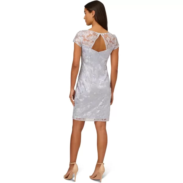 Adrianna Papell Womens Embroidered Cutout Sheath DresBlue Breeze