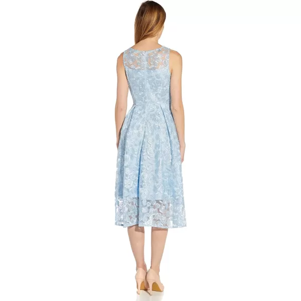 Adrianna Papell Womens Embroidered Tea Length DressClear Water