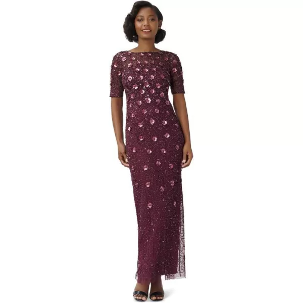 Adrianna Papell Womens Beaded Long 3D Floral GownCassis