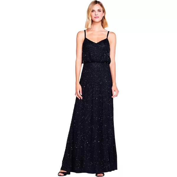 Adrianna Papell Womens Art Deco Beaded Blouson Gown Black 10Adrianna Papell Womens Art Deco Beaded Blouson Gown Black 10