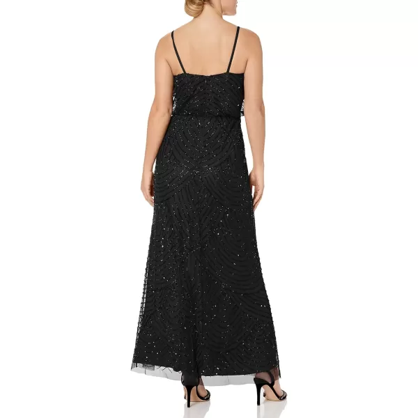 Adrianna Papell Womens Art Deco Beaded Blouson Gown Black 10Adrianna Papell Womens Art Deco Beaded Blouson Gown Black 10