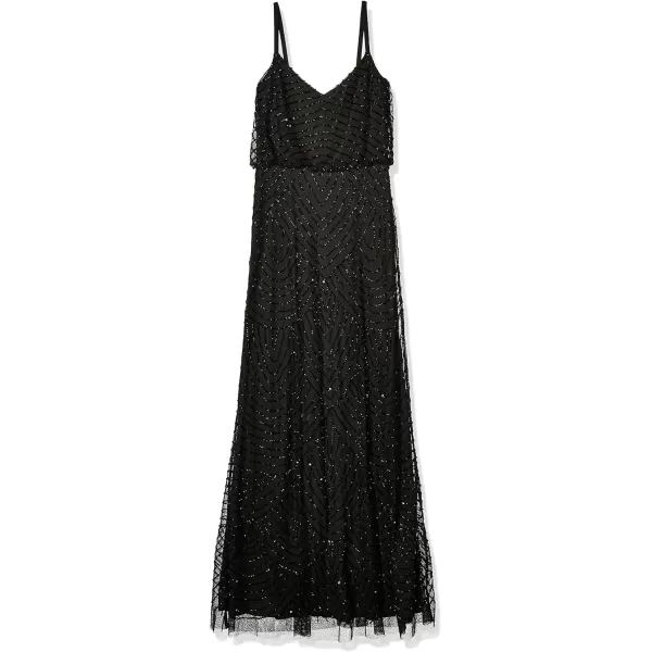 Adrianna Papell Womens Art Deco Beaded Blouson Gown Black 10Adrianna Papell Womens Art Deco Beaded Blouson Gown Black 10