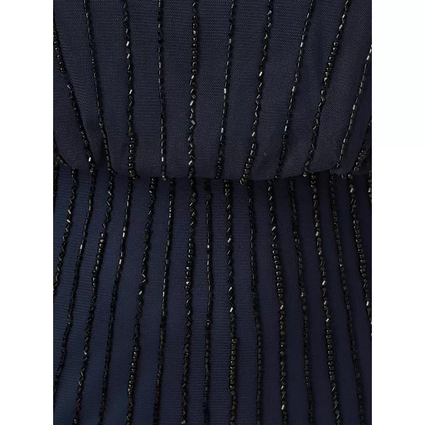 Adrianna Papell Womens Beaded Blouson GownNavy Black