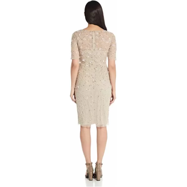 Adrianna Papell Womens Beaded Cocktail DressBiscotti