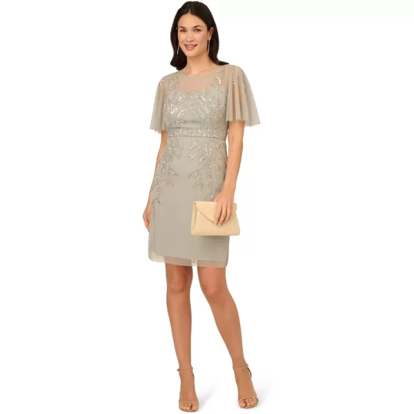 Adrianna Papell Womens Beaded Cocktail DressFrosted Sage