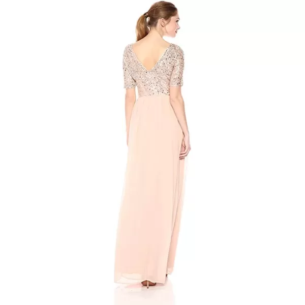 Adrianna Papell Womens Beaded Elbow Sleeve Gown Plus SizeEnglish Rose