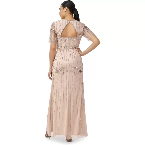 Adrianna Papell Womens Beaded Long DressRose Blush