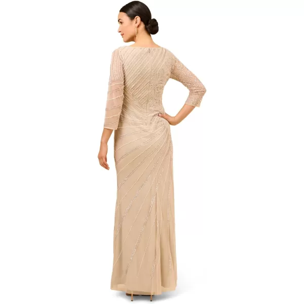 Adrianna Papell Womens Beaded Long GownBiscotti