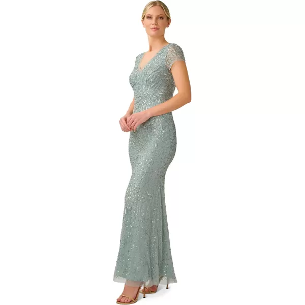 Adrianna Papell Womens Beaded Mermaid GownFrosted Sage