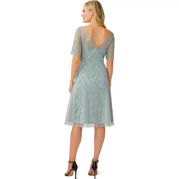 Adrianna Papell Womens Beaded Midi DressFrosted Sage