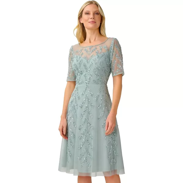 Adrianna Papell Womens Beaded Midi DressFrosted Sage