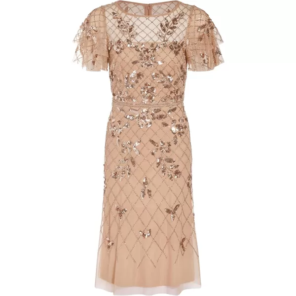 Adrianna Papell Womens Beaded Midi DressRose Gold