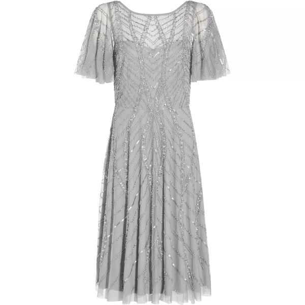 Adrianna Papell Womens Beaded Midi DressSilver Mist