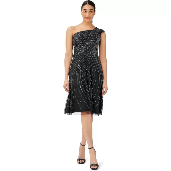 Adrianna Papell Womens Beaded One Shoulder DressBlack