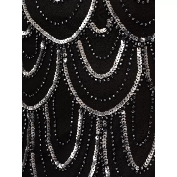 Adrianna Papell Womens Beaded Scallop DressBlackGunmetal