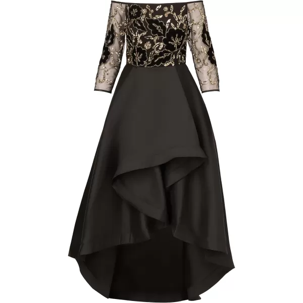 Adrianna Papell Womens Beaded Taffeta GownBlackGold