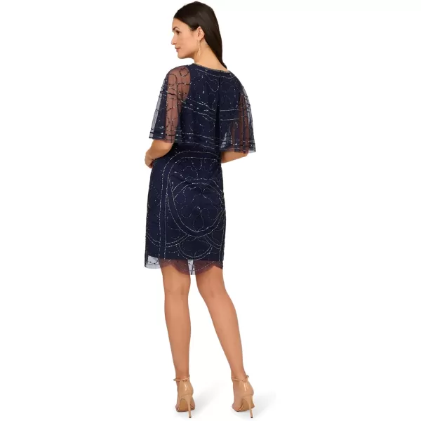 Adrianna Papell Womens Beaded Taffeta GownLight Navy