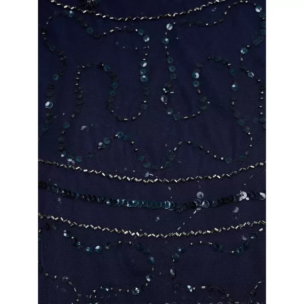 Adrianna Papell Womens Beaded Taffeta GownLight Navy