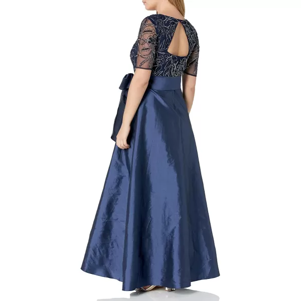 Adrianna Papell Womens Beaded Taffeta GownNavy