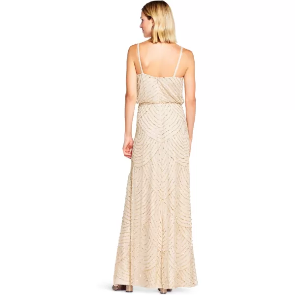 Adrianna Papell Womens Blouson Beaded DressChampGold