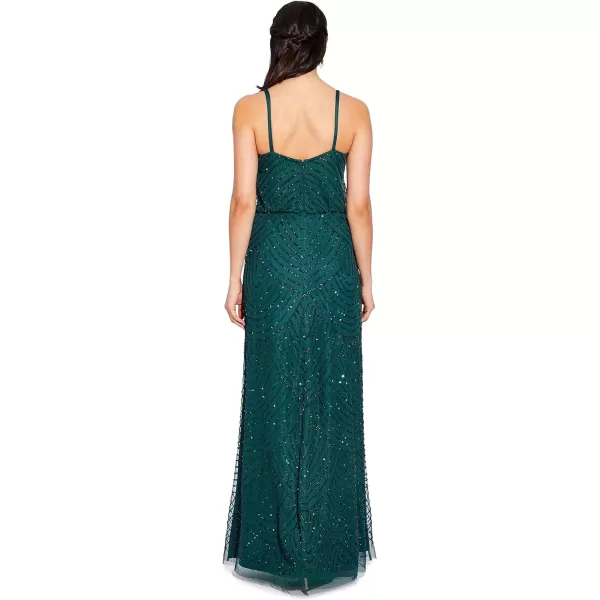 Adrianna Papell Womens Blouson Beaded DressDusty Emerald