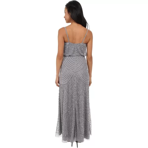 Adrianna Papell Womens Blouson Beaded DressSilverGrey