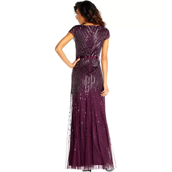 Adrianna Papell Womens Cap Sleeve Linear Beaded GownCassis