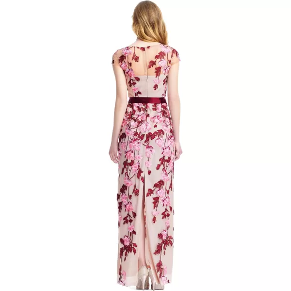 Adrianna Papell Womens Cascading Floral Colmn GwnMerlot MultiNude