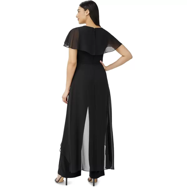 Adrianna Papell Womens Chiffon Jersey JumpsuitBlack