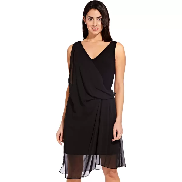 Adrianna Papell Womens Chiffon Overlay Sheath DressBlack