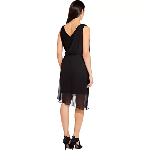 Adrianna Papell Womens Chiffon Overlay Sheath DressBlack