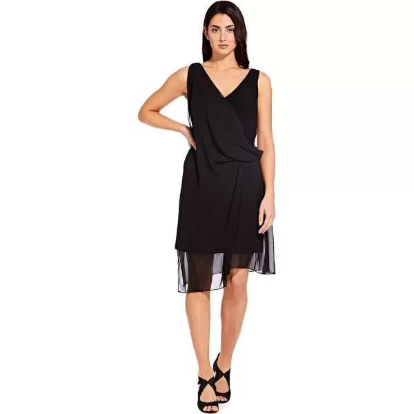 Adrianna Papell Womens Chiffon Overlay Sheath DressBlack