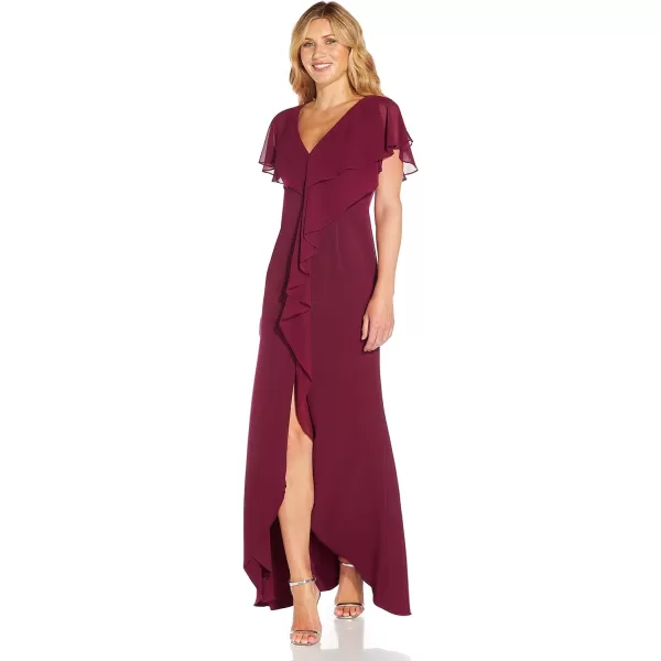 Adrianna Papell Womens Crepe Chiffon GownBright Burgundy