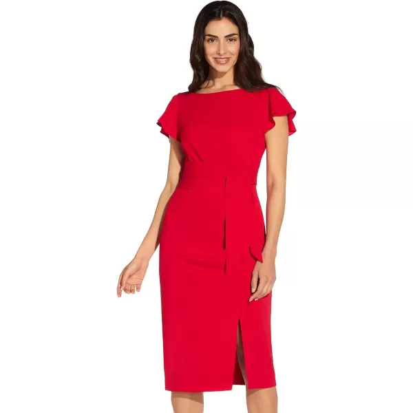 Adrianna Papell Womens Crepe Sheath DressGeranium