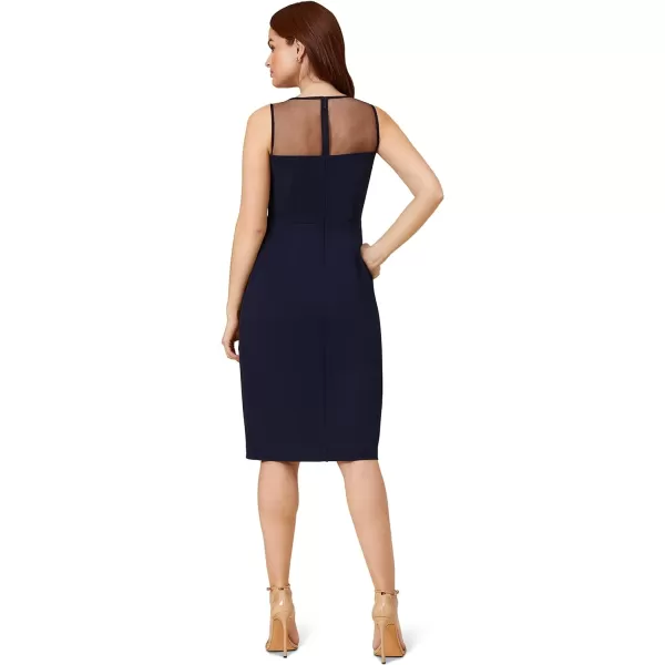 Adrianna Papell Womens Draped Crepe Illusion DressMidnight