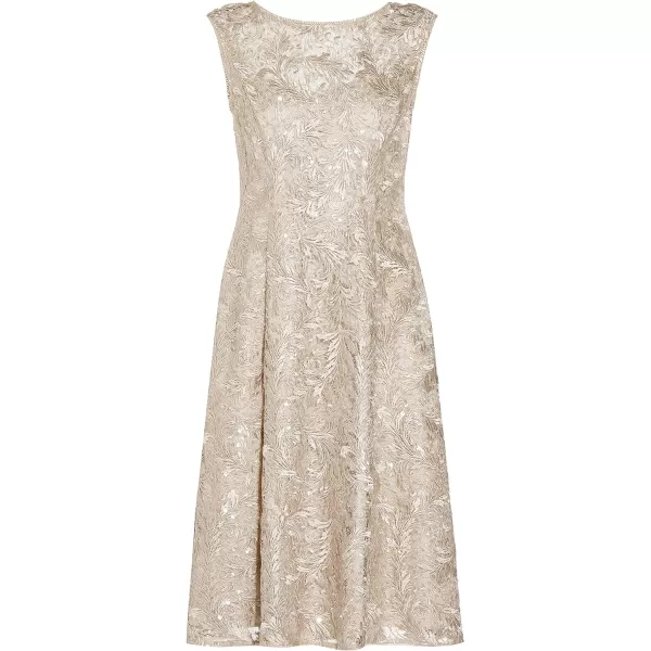 Adrianna Papell Womens Embroidered Midi Cocktail DresMarble