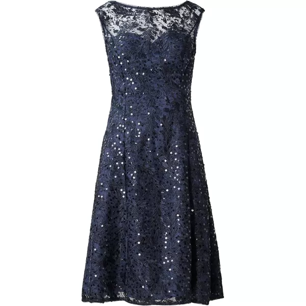 Adrianna Papell Womens Embroidered Midi Cocktail DresMidnight