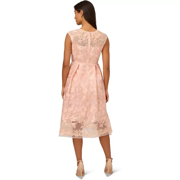 Adrianna Papell Womens Embroidered Midi Fit and FlareApricot Ice