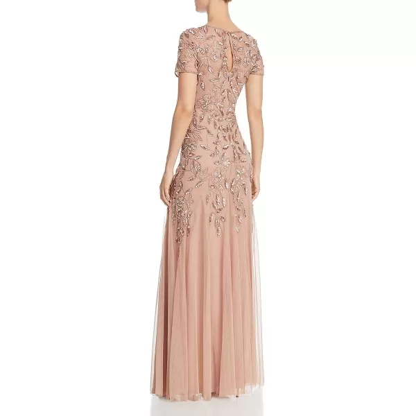 Adrianna Papell Womens Floral Beaded Godet Gown Rose Gold 6Adrianna Papell Womens Floral Beaded Godet Gown Rose Gold 6