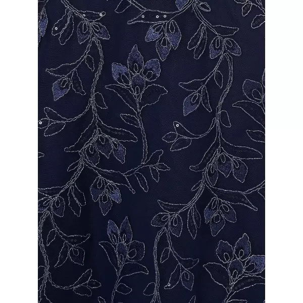 Adrianna Papell Womens Floral Sequin Embroidery DressLight Navy