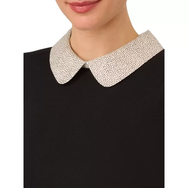 Adrianna Papell Womens Hammered Satin Collar TwoferBlack W IvoryBlack Micro Dot