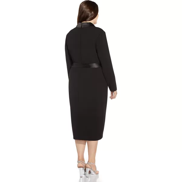 Adrianna Papell Womens Knit Crepe Tuxedo Wrap DressBlack