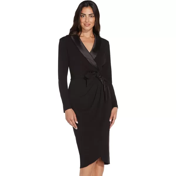 Adrianna Papell Womens Knit Crepe Tuxedo Wrap DressBlack