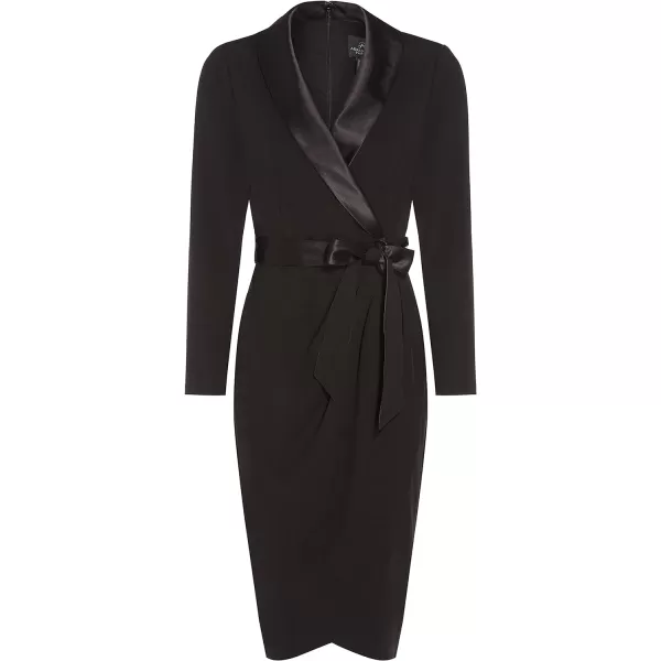 Adrianna Papell Womens Knit Crepe Tuxedo Wrap DressBlack