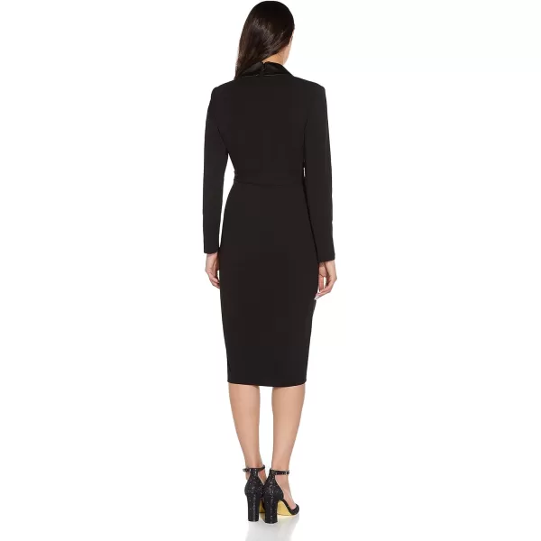 Adrianna Papell Womens Knit Crepe Tuxedo Wrap DressBlack