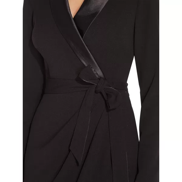 Adrianna Papell Womens Knit Crepe Tuxedo Wrap DressBlack