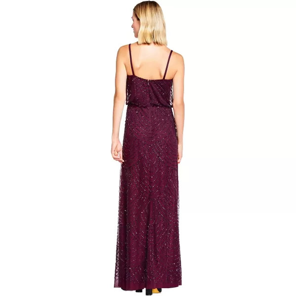 Adrianna Papell Womens Long Beaded Blouson GownCassis