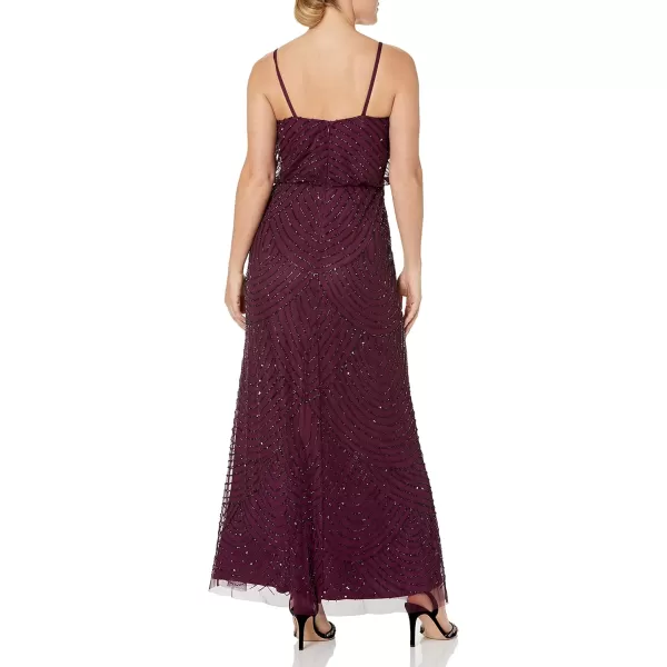 Adrianna Papell Womens Long Beaded Blouson GownCassis